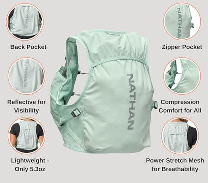 Nathan Women's Hydration Vest - Lightweight Mesh, Breathable, 2x14oz Flasks, 2L Bladder, Reflective Vest, Pinnacle Breeze - size: Large-X-Large, style: Surf Spray