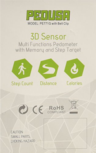 PE771 Walking 3D Pedometer with Clip and Strap | 7 Day Memory, Accurate Step Counter, Walking Distance Miles/Km, Calorie Counter, Target Goal, Active Time - color: Yellow with Holster/Belt Clip