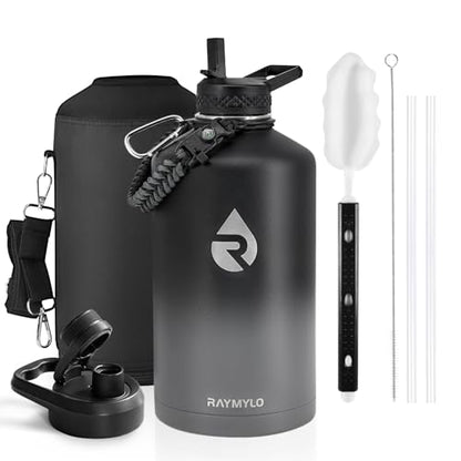 RAYMYLO One Gallon Water Bottle Insulated 128 oz, Stainless Steel - color: Dark Gray, size: 128 Ounces