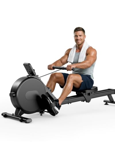 Superun Upgraded Rowing Machines for Home, Magnetic Rowing Machine with 32 Levels, Rower Machine of Quiet Resistance & 300LBS Weight Capacity, Row Machine with LED Monitor, App Supported - color: Dark Black