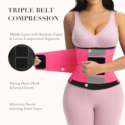 YIANNA Waist Trainer Sauna Sweat Waist Cincher Tummy Control Body Shaper - color: Full Rose, size: X-Large