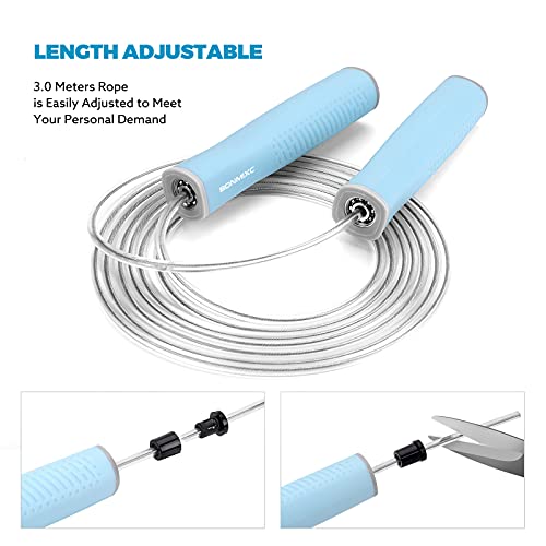 Weighted Jump Rope 1-LB for Adult || Speed Skipping Rope with Ball Bearings - color: Speed Blue (1 Pack)
