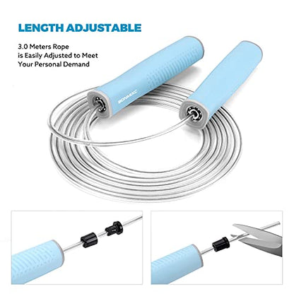 Weighted Jump Rope 1-LB for Adult || Speed Skipping Rope with Ball Bearings - color: Speed Blue (1 Pack)