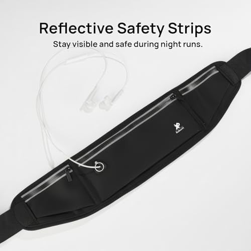 Large Capacity Running Belt Waist Pack for Men Women, Sports Bags, Bum Bags, 3-Pocket Waterproof Fanny Pack for Phones up to 7.2", Adjustable Fitness Pouch for Workout (Black)