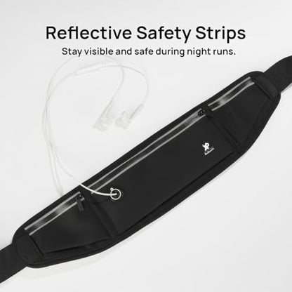 Large Capacity Running Belt Waist Pack for Men Women, Sports Bags, Bum Bags, 3-Pocket Waterproof Fanny Pack for Phones up to 7.2", Adjustable Fitness Pouch for Workout (Black)