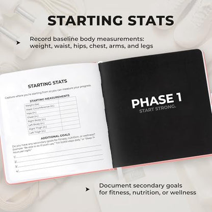 Workout + Nutrition Log – 12 Week Fitness Tracker, Workout Log Book, Gym Planner, and Food Journal | Daily Exercise, Diet, Weightlifting, and Nutrition Log (Soft Blush) - color: Soft Blush