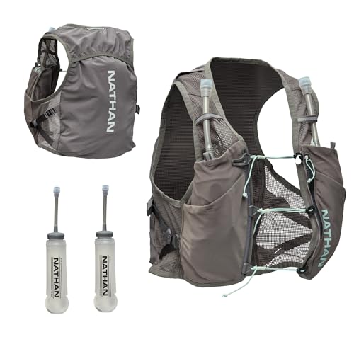 Nathan Women's Hydration Vest - Lightweight Mesh, Breathable, 2x14oz Flasks, 2L Bladder, Reflective Vest, Pinnacle Breeze - size: Large-X-Large, style: Charcoal