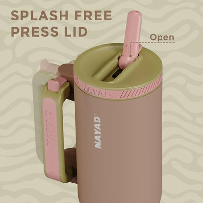 23oz Insulated Tumbler with Foldable Handle & 10oz Snack/Pill Container - color: Light brown