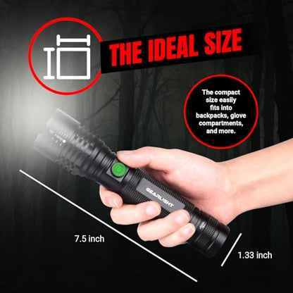 GearLight LED Flashlight High Lumens, Rechargeable Tactical Flashlight, Bright Handheld Flashlight for Camping, Hunting, Home, Security, Hiking, Walking at Night & Emergency Use - color: S2000 Black, size: Rechargeable