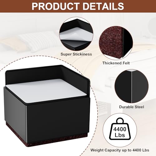 Ezprotekt Metal Bed Risers 2 Inch Heavy Duty 4400 lbs Furniture Lifts 4pcs - color: Black, size: 2inch