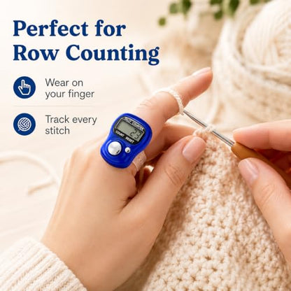 5 Digit LED Digital Row Counter, Handheld Tally Counter with Ring Electronic Click Counter for Golf and Lap Counting - color: Blue