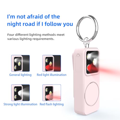 B11 Portable Lighting Women's Safety Alarm Device 150dB Buzzer Alarm Strobe Light Rechargeable with Charging Cable and Power Switch Night-time Flashlight Keychain (Black - Lighting Alarm) - color: Black - Lighting Alarm