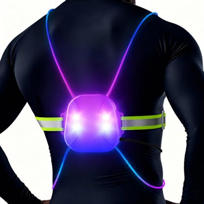 Reflective Running Vest: Rechargeable LED Running Gear with 3 Modes and 7 Colors, Adjustable Running Lights for Runners, Reflective Safety Vest for Night Running