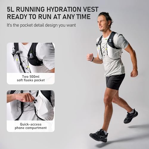 N NEVO RHINO 5L Running Vest, Water Vest Backpack with 2x500ml Soft Flasks - color: Black, size: Medium