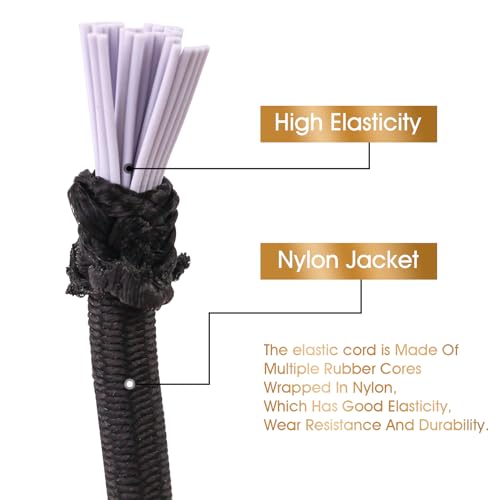 3/32 Inch Black Bungee Cord (2mm), 40 Feet Heavy Duty Elastic Shock Cord Nylon Stretch String Bungee Rope for DIY Crafting Sewing, Luggage, Camping, Tie Downs (Black, 3/32 inch x 40 ft) - size: 3/32 inch x 40 ft
