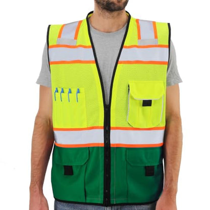 Dib Safety Reflective Safety Vest Made with 3M Tape, Yellow and Green S - color: Yellow & Green, size: Small