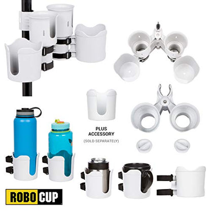 ROBOCUP Plus, (White), Add-On Accessory XL Extension Cup Holder, Larger Drink Capacity, Perfect for Boats, Golf Carts, Walkers, Wheelchairs and Work. Made in USA (Includes 1) - color: White
