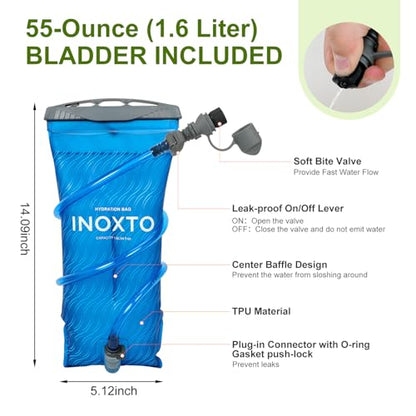IX INOXTO Running Vest Hydration Backpack, Lightweight Running Backpack Hydration Pack with 1.6L Water Bladder Daypack for Trail Running Hiking Cycling Race Marathon for Women Men - color: Green