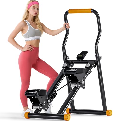 soges Folding Stair Stepper for Home, Vertical Cardio Climbing Exercise Machine for Full-Body Workout, Stair Climber, Stair Master, Stairmaster, Adjustable Handlebar & Pedals - style: Black