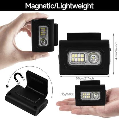 RAHAN Clip on Running Light, 2Pack Magnetic Clip on Light for Runners with 6 Lighting Modes, Rechargeable Reflective Running Gear for Runners Night Walking Hiking Camping (Black) - color: Black-2