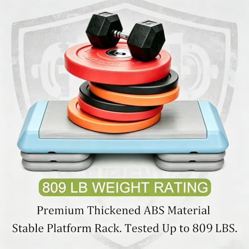 Aerobic Step Platform Height Adjustable Workout Step - color: Double-layer Base-Skyblue