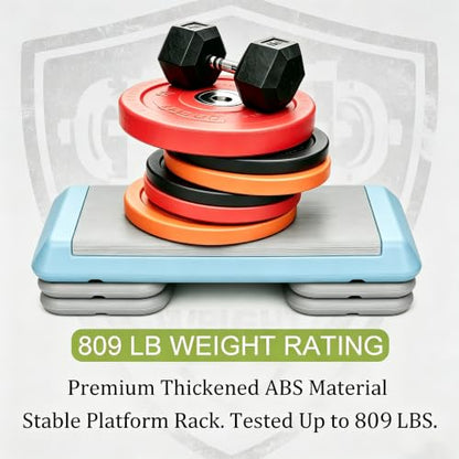 Aerobic Step Platform Height Adjustable Workout Step - color: Double-layer Base-Skyblue