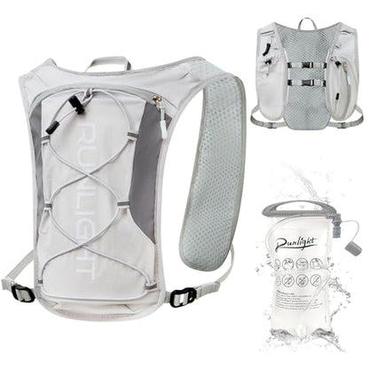Runlight Running Vest for Women Men, Adjustable Hydration Backpack Breathable Reflective with 1.5L Water Bladder for Hiking, Trail, Running, Marathons, Cycling - color: Gray