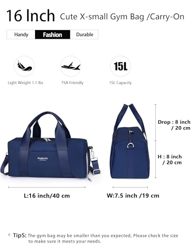 16" Gym Bag for Women,with Shoes Compartment and Waterproof Pocket(Navy) - color: Navy Blue, size: 16" Small Size
