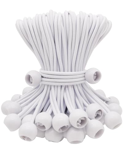 ABINLIN Ball Bungee Cords 6 Inch, 50 Pcs Bungee Cords with Balls, White - size: White 6 Inch 50Pcs, style: Bungee Balls
