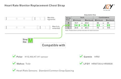 Heart Rate Monitor Replacement Chest Strap Fits for Polar Wahoo Tickr Garmin Chest Belt M-XXL