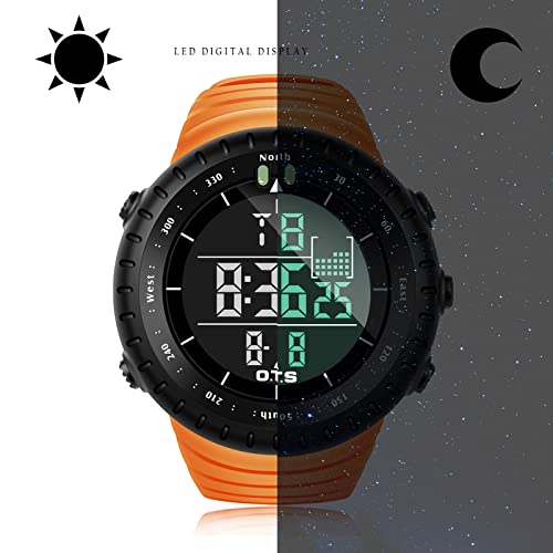 PALADA Men's Digital Sports Watch Waterproof Tactical Watch with LED Backlight Watches for Men - color: Orange