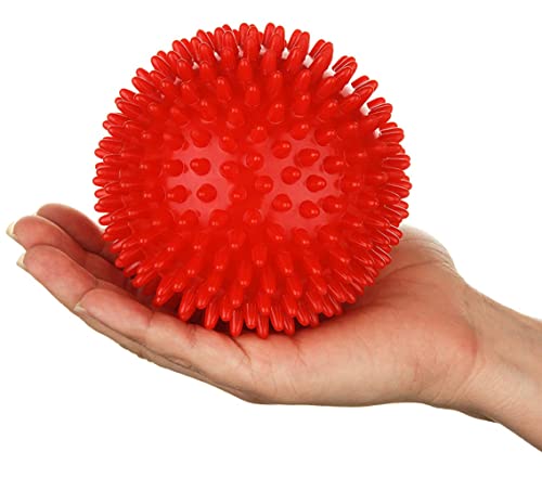 Massage Ball - 3" Spiky Foot Massage Ball Extra Firm Massage Roller Ball Deep Tissue Back Foot Plantar Shoulder Leg Muscle Massage Trigger Point Roller Ball - Red