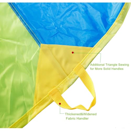 Sonyabecca Parachute, Play Parachute 24ft with 16 Handles for Kids Cooperation Group Play (24 Feet) - size: 24FT with 16 Handles