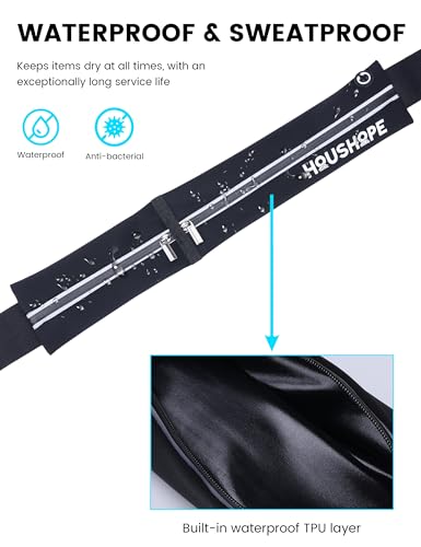 Slim Running Belt Fanny Pack, Reflective Runner Pouch Belt, Waist Pack Bag for Men & Women, Sport, Outdoors, Workout, Running, Fitness, Phone Holder, Cycling, Hiking