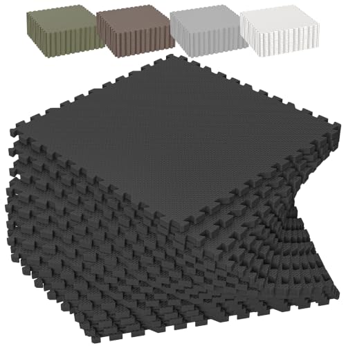 1/2" Thick 16 Pcs 64 Sq Ft EVA Foam Puzzle Exercise Mats, High-Density Interlocking Foam Floor Tiles for Home Gym, Gym Mat for Workout Equipment & Direct Exercise, Floor Padding for Kids - color: Black, size: 64 Sq Ft (16 Tiles)