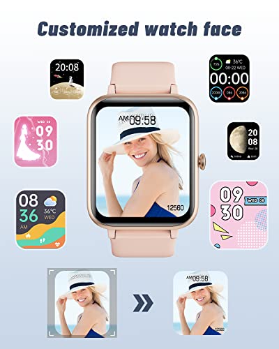 GRV Smart Watch for Women, Bluetooth Call, for iPhone Android Pink - color: Baby Pink