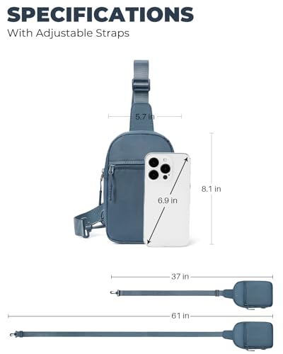 CHOLISS Small Sling Bag for Women and Men, Crossbody Bags Trendy Fanny Packs Chest Bag with Extended Strap - color: A07 Lake Blue