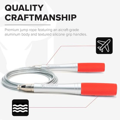 Jump Rope for Men & Women - Ultra-Fast, High Speed Jump Rope - Self-Locking Screw-Free Design with Aluminum Handles and Silicone Textured Grips - Precision Engineered for Maximum Performance - Skipping Rope for Workout Fitness, Cross Training & Home Exerc
