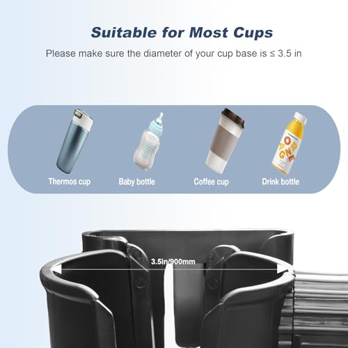WHLICKS 2-in-1 Walker Cup Holder with Reversible Phone Holder，Fit for Wheelchair, Rollator, Scooter, Bike, Mobility, Camper, Stroller with Sturdy,Rotatable,Adjustable and Anti - Slip Clip - size: Reversible
