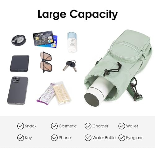 Water Bottle Holder with Strap, Portable Sling Bag with Phone Pocket, Water Bottle Accessories for Hiking Camping, Green - color: Green