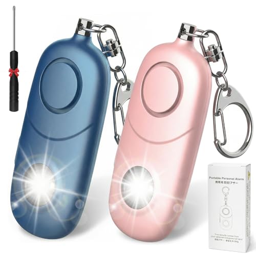 Personal Alarm for Women Keychain Alarm: Qoosea 135dB Emergency Keychain Siren with Strobe Light Loud Siren for Women Kids Students Seniors Emergency Self-Defense for Night Sports - color: Light pink + White