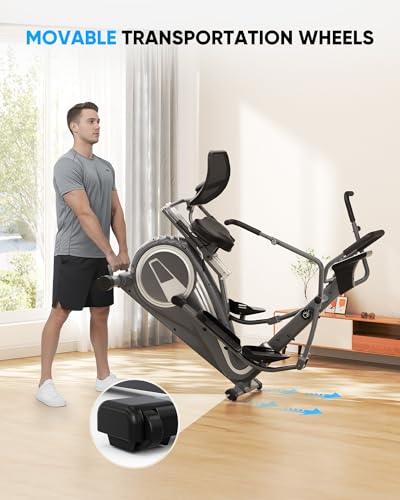 THERUN Recumbent Elliptical Exercise Machine, Quiet Stationary Exercise Bike for Home, 15.8" Stride Elliptical Training Machines w/Arm Leg Exercisers, 8-Level Resistance, Adjustable Seat