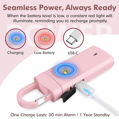Rechargeable Personal Alarms for Women, Keychain Siren Alarm with Flashlight, Back to School College Essentials for Daughter, College Students, Teen Girls, Elders, Kids, Travel Essentials, Rose Gold - color: Rose Gold