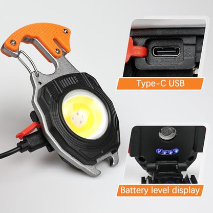 MAKDAK 4PC Keychain Flashlight Rechargeable Cob Keychain Work Light 7 Modes 1600Lumen High Lumen Flashlights for Emergencies,EDC - color: (Orange and Blue)*2PC