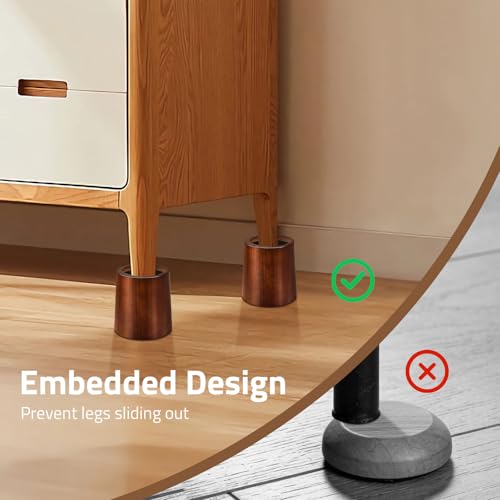 Bed Risers, 4 Inch Wooden Furniture Risers 4 Pack - size: 4 inch