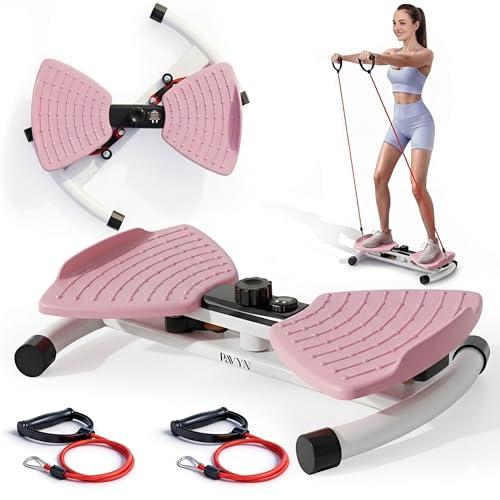 Waist Twister Exercise Fitness Tool, Ab Twister Board with Smart LED Digital Monitor, 300 lbs Capacity, 20dB Ultra-Quiet Noiseless, Anti-Slip Home Gym Equipment for Women Belly Fat Loss - color: pink