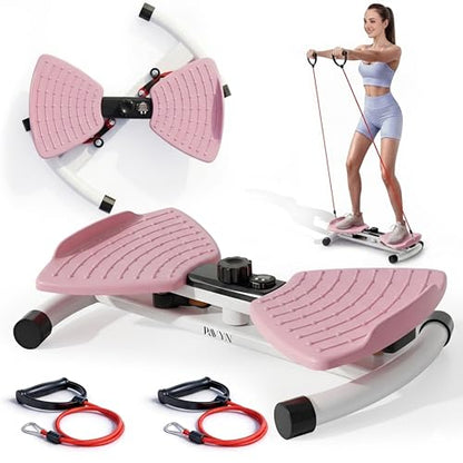 Waist Twister Exercise Fitness Tool, Ab Twister Board with Smart LED Digital Monitor, 300 lbs Capacity, 20dB Ultra-Quiet Noiseless, Anti-Slip Home Gym Equipment for Women Belly Fat Loss - color: pink