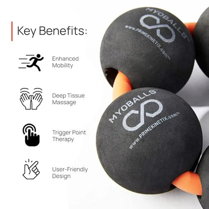 PRIMEKINETIX MyoBalls Foam Roller - Foam Rollers for Muscles, Enhanced Mobility, Deep Tissue & Full Body Massage, Trigger Point Therapy, for Athletes & Active Lifestyles, 1 Set of 5 Balls, Black - size: MyoBalls Pro 5