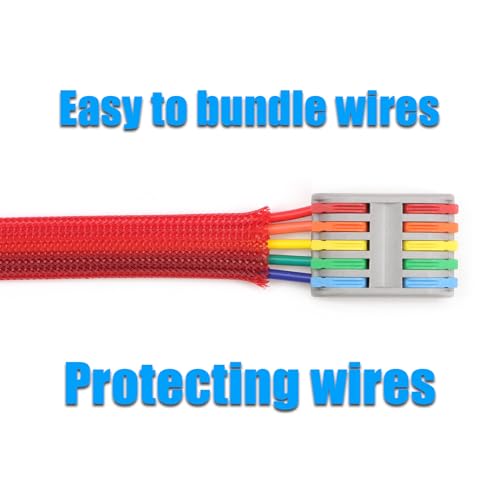 25ft PET Expandable Braided Cable Sleeve 5/8inch(16mm) Pet Braided Cable Sleeve for Audio Video Device Wire Automotive Wire (Red) - color: Red, size: 16mm"(5/8 inch)