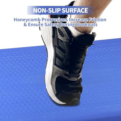 GOWE Aerobics Step Platform Height-Adjustable Fitness Equipment Stepper Trainer Exercise Step Platform Sliding Lifting Pad Blue
